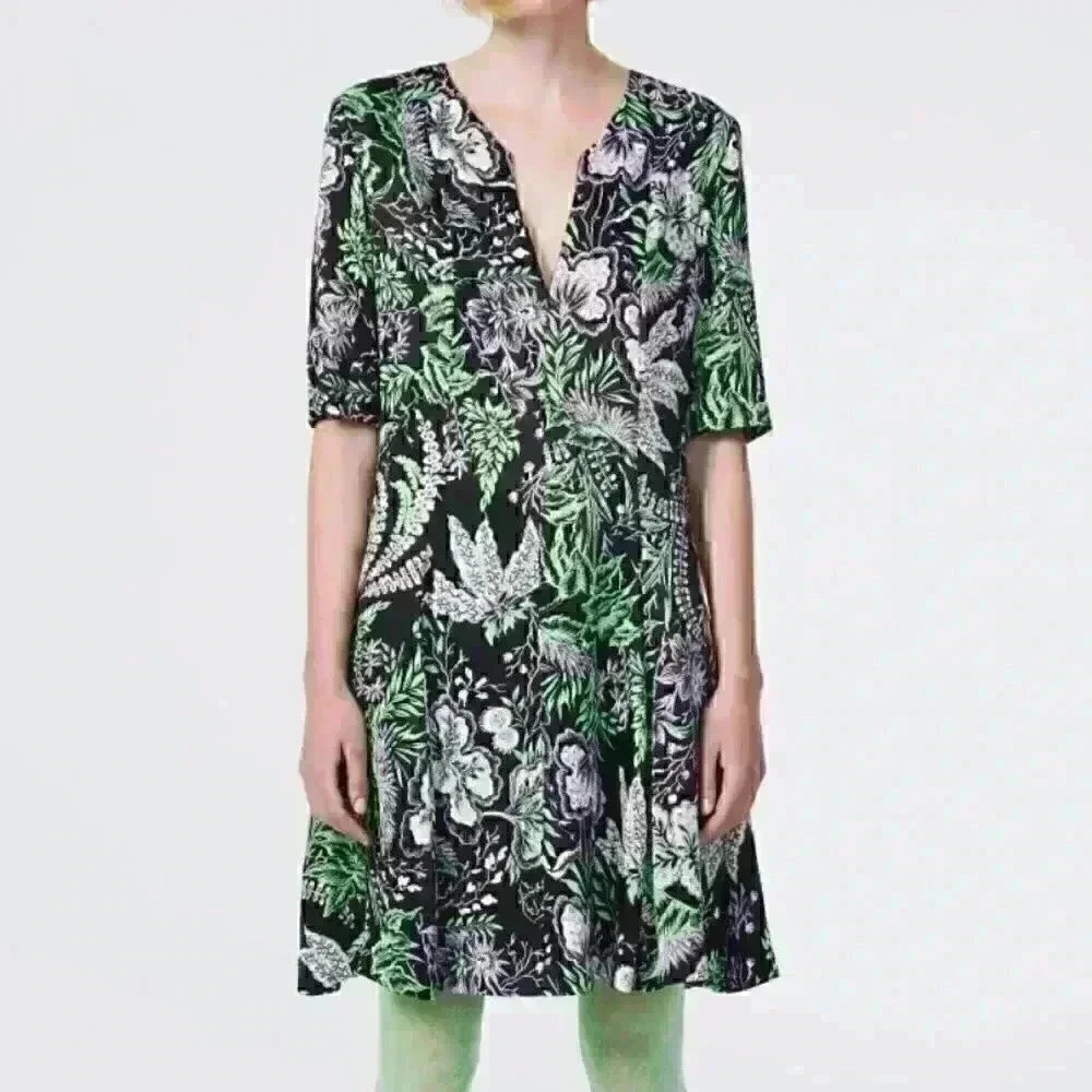 NWT Rodebjer European brand green purple black dress Sz XS MSRP250$